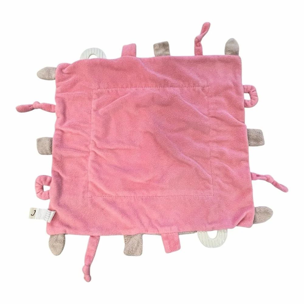 Maison Chic Baby Pink Puppy Dog Lovey Knotted Crinkle Security Blanket Teether